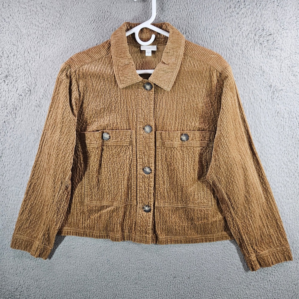 J. Jill Womens XL Camel Tan Textured Corduroy Button Front Jacket